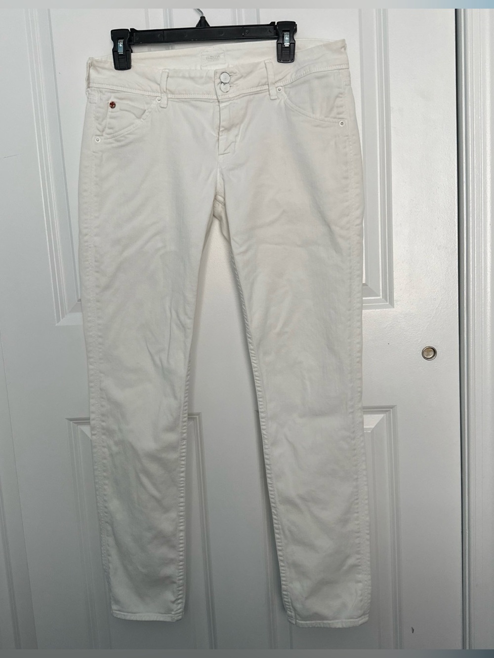 Hudson Jeans Women’s White Cotton  Collin Back Flap Pockets Skinny Leg Size 30